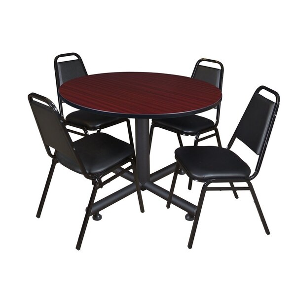 Kobe Kobe Round Table & Chair Set, Wood, Metal, Vinyl Top, Mahogany TKB48RNDMH29BK - main